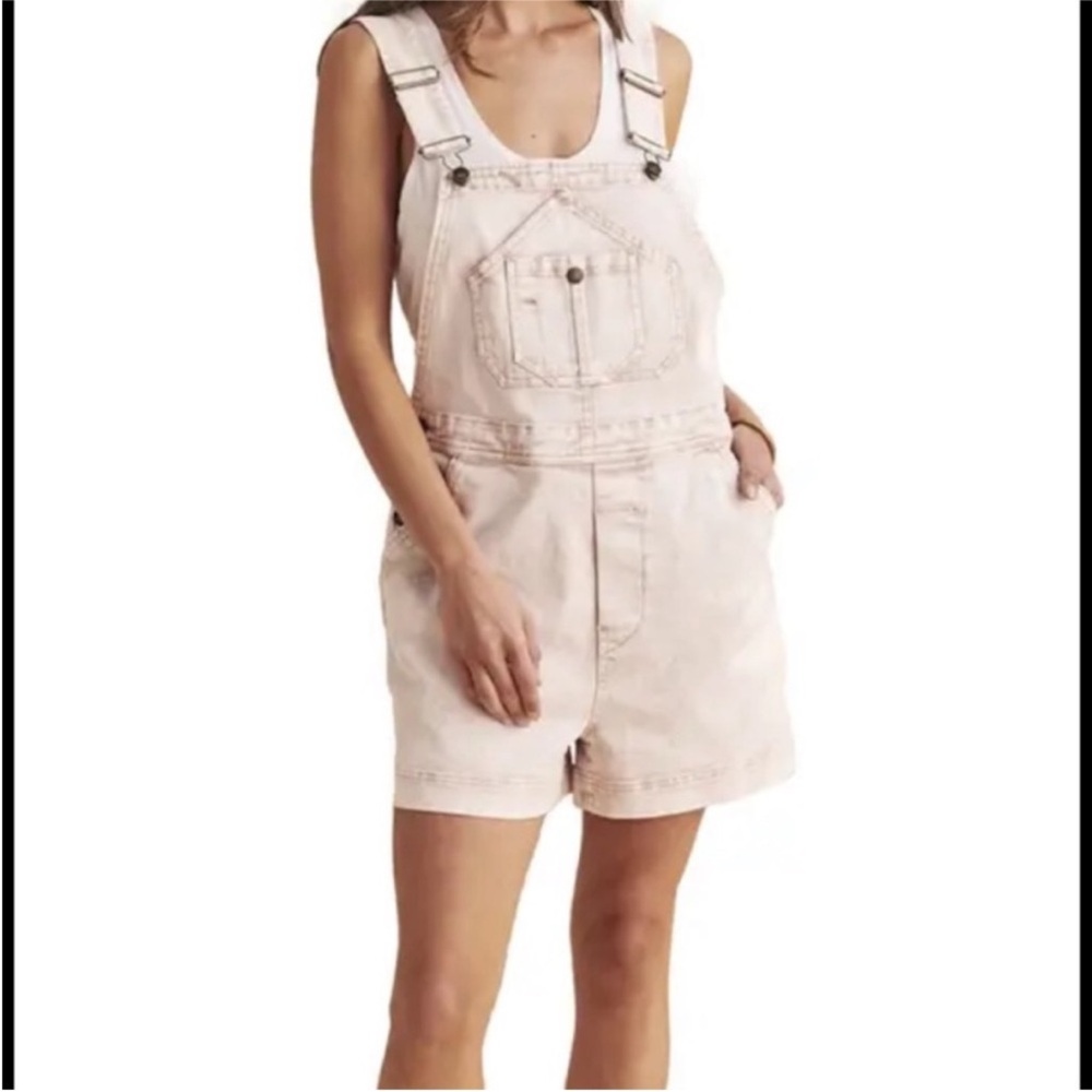 Faherty Pink Overalls with Adjustable Straps and Relaxed Fit